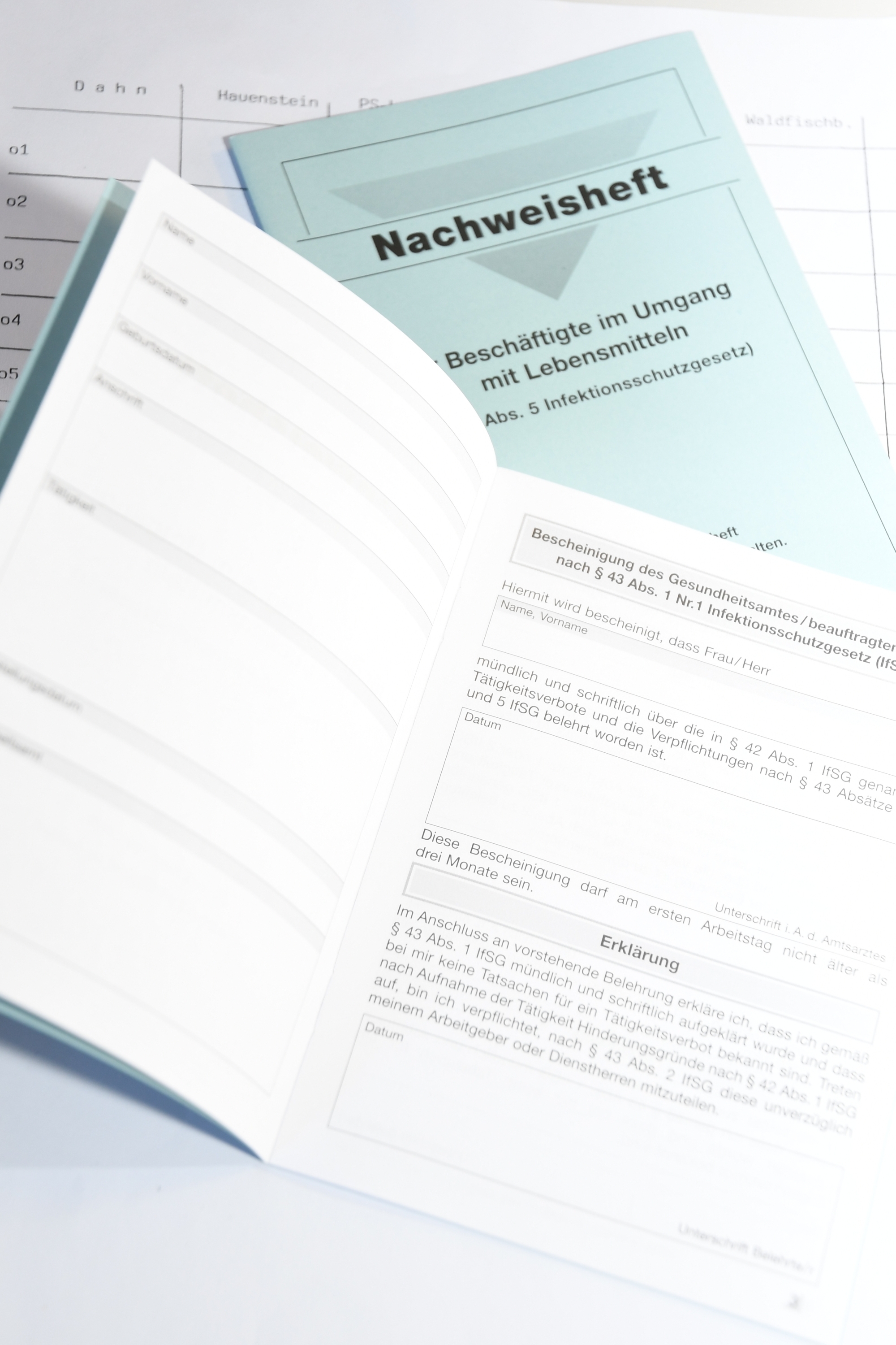 Nachweisheft für die IfsG-Belehrung