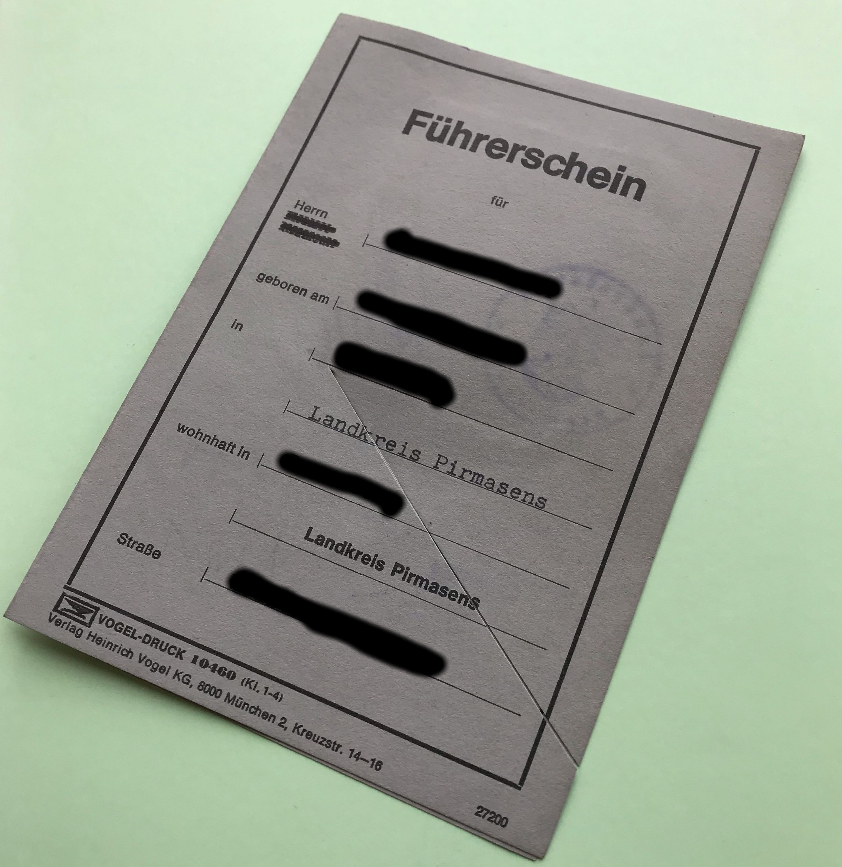 Ein umzutauschender Papierführerschein 